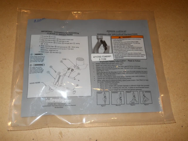 5 ton gunnebo johnson J latch kit. 471782