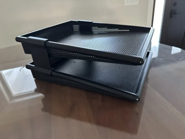 7Penn Acrylic Desk Organizer Paper Tray - 2 Tier Clear Tray Inbox Drawer 