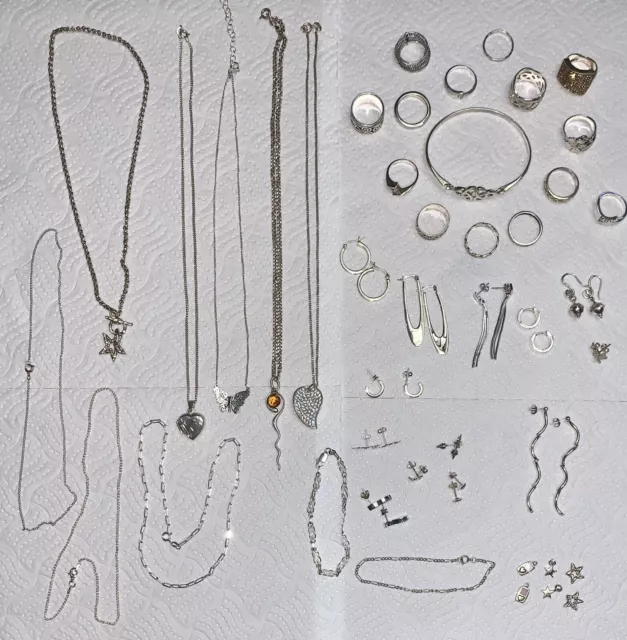 Sterling silver 925 Jewellery Joblot All Useable, Stamped, Stones Mainly CZ