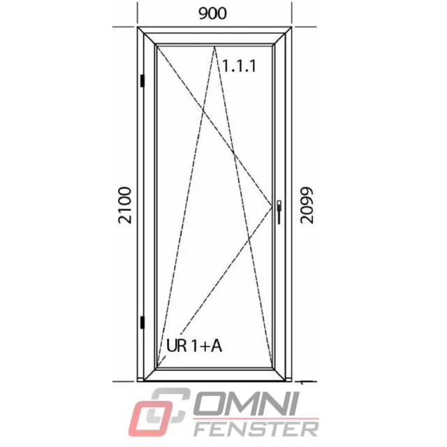 Tür auf Maß Balkontür PVC Kunststofffenster 900 x 2100 mm Terrassentür aus Polen