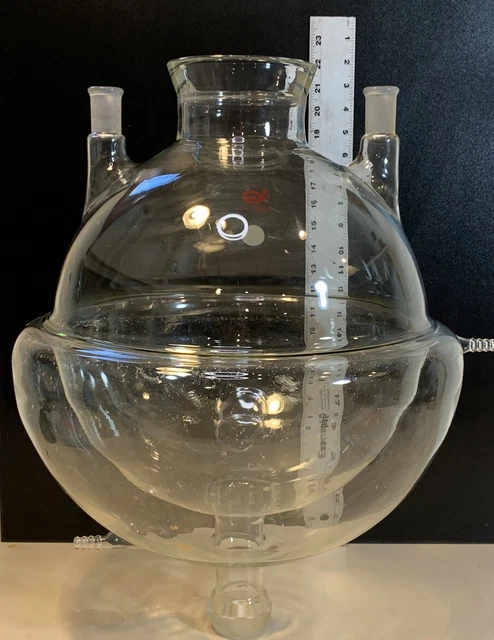 LARGE  22000mL  (22 liter) 3-neck Half Jacketed Reaction Flask Bottom Outlet