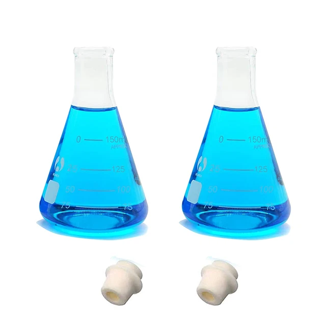 Glass Flask Erlenmeyer Flask Set Narrow Mouth Graduated Flasks (Flask150Ml 2Pcs)