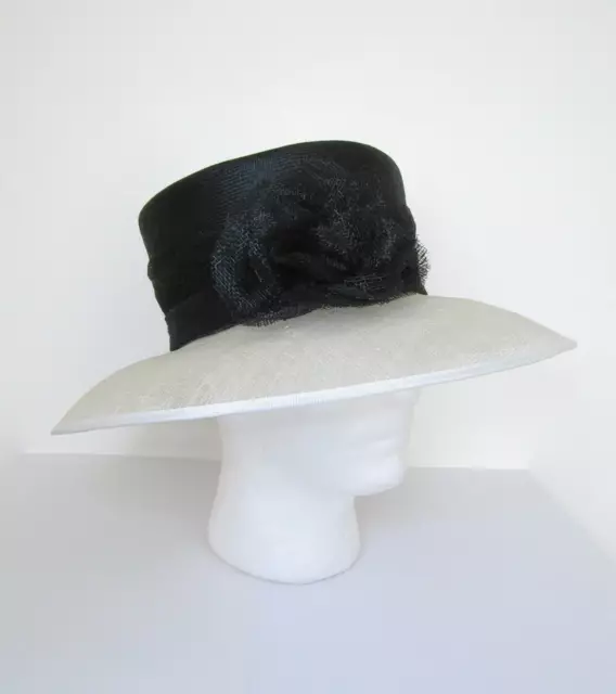 Black & Cream Hat Ladies Day Mother Of Bride Wedding Races Formal Occasion White