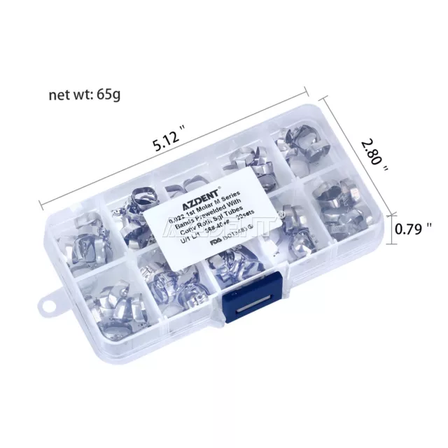 20 juegos Tubo bucal de ortodoncia dental 1er molar Roth.022 con banda 36#-40+# 2