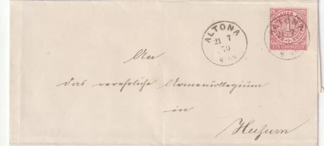 Brief mit Nr. 16 der Armencommission der Stadt ALTONA v. 21.7.1870 nach Husum