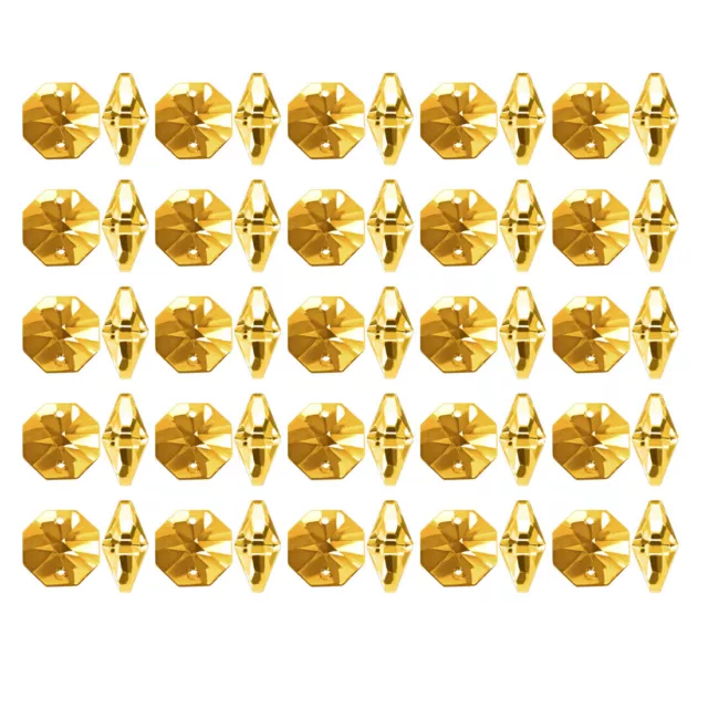 50pz dorato ottagonale perline cristallo per DIY Accessori luce 14mmx6.5mm