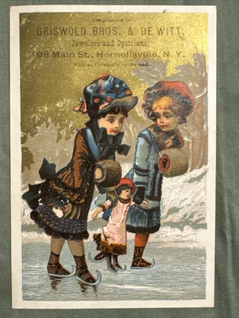 Griswold Bros & De Witt Jewelers Victorian Trading Card Girls Skates  Doll Muffs