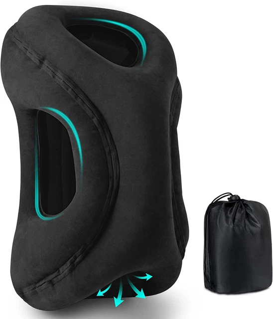 Inflatable Air Travel Pillow Support Kit Airplane Office Rest Neck Head Comfort
