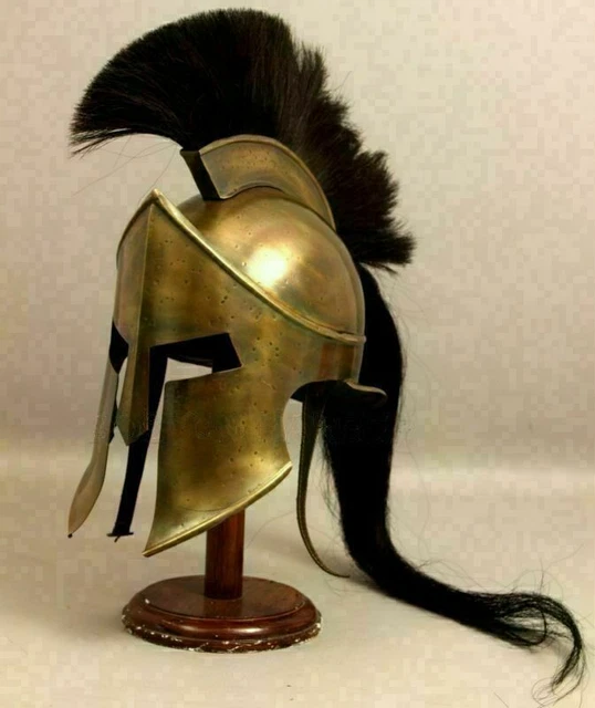 Casque Spartan King Leonidas 300 - Réplique Laiton Sur Pied - Nautical Replica Hub