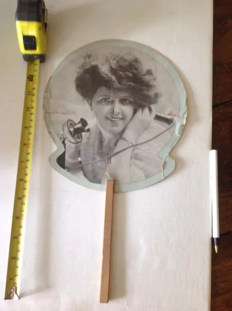 Old Paper Advertising Hand Fan With Telephone Mahlon N Haines The Shoe Wizard