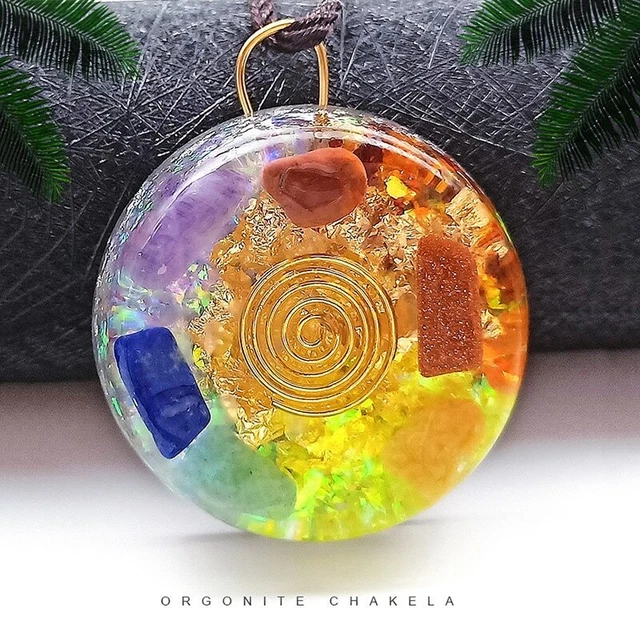 Natural Crystal Orgone Pendant 7 Chakra Healing Talisman Necklace for Women Men