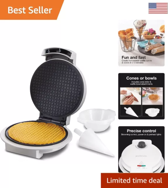 Quick Waffle Cone and Ice Cream Bowl Maker - Browning Control - Multi-Functional