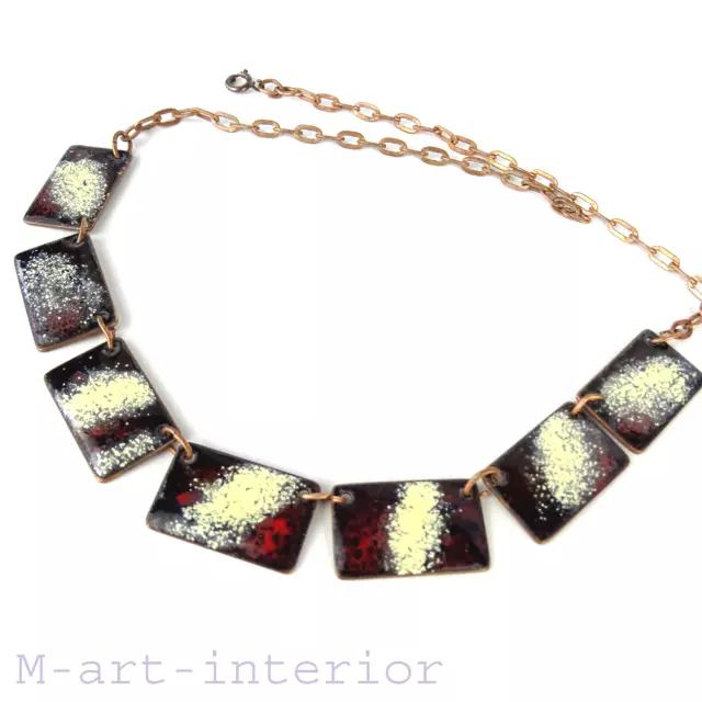 Beauty Emaille Halskette, Kette,Collier, Enamel Copper Necklace 1950s 1960s