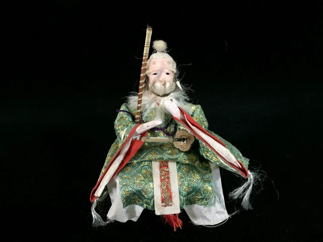 J0882 Japanese Vintage HINA Doll Statue Kimono Old Man OKIMONO Interior