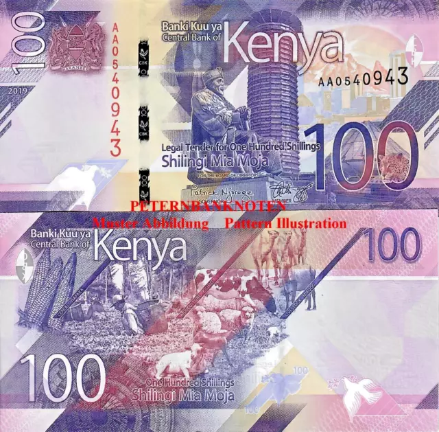 Kenia / Kenya 100 Shillings 2019 Unc  P  New  6195# Kassenfrisch..