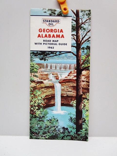 VINTAGE - GEORGIA ALABAMA ROAD MAP WITH PICTORIAL GUIDE - STANDARD OIL ...