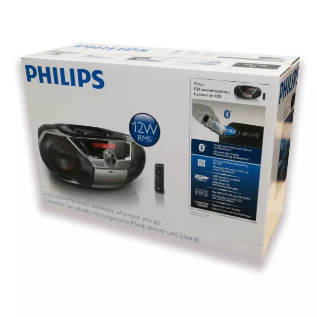 Philips AZ700T/12 Soundmachine CD MP3-CD Bluetooth USB BT NFC UKW schwarz/silber