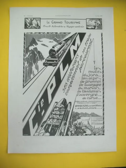 Publicite De Presse Plm Grand Tourisme Train Autocar Illustration Barbey Ad 1925
