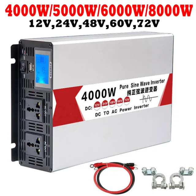4KW/5KW/6KW/8KW 12/24/48/60/72V to 220V Pure Sine Wave Power Inverter USB Port
