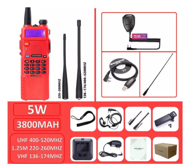 Baofeng Uv-5R Iii Tri-Band Vhf/Uhf Fm Ham Two-Way Radio Walkie Talkie 3800Mah 5W