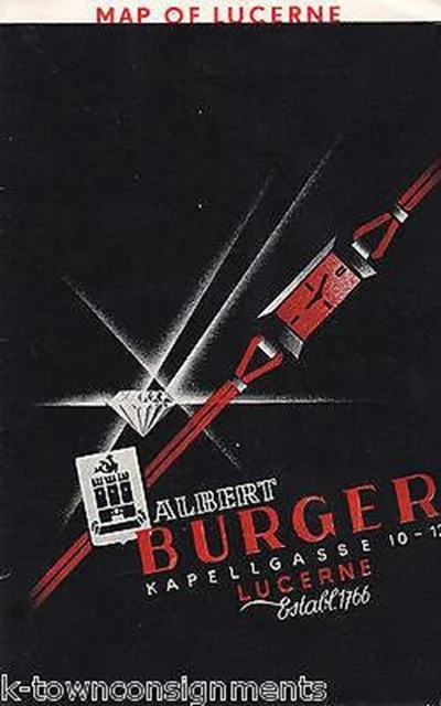 Albert Burger Swiss Watches Vintage Lucerne Graphic Advertising Flyer