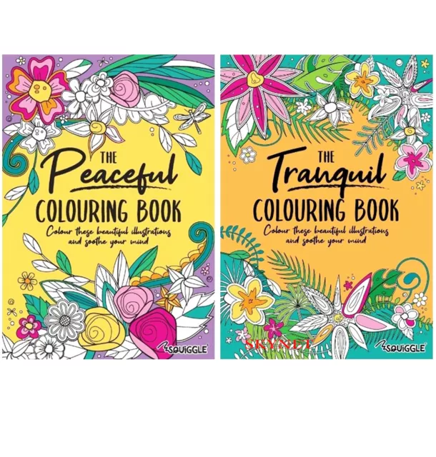 *NEW EDITION**  2 X COLOURING BOOK SET mindfulness peace tranquil Colour Therapy