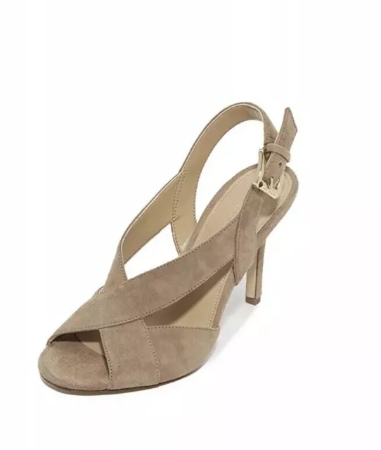 Women Michael Kors Becky Dress Up Buckle Up Sandal Suede Leather Dark Khaki