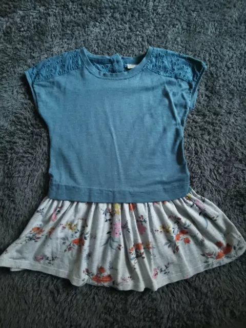 Next Pretty Girl's Floral Turquoise Top T-shirt Tunic Size 6 Years VGC