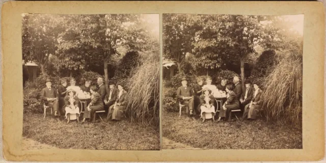 Family Laying in the Garden c1900 Vintage Photo Stereo Citrate