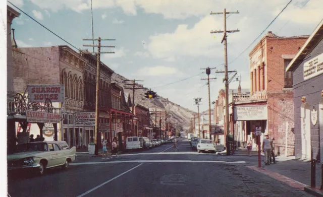 Downtown Virginia City Nevada Postcard 1950's