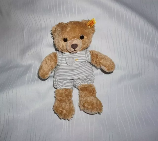 Steiff Kuscheltier schlaf gut Bär grau mit Kleidung ca. 25cm Teddy Stofftier TOP