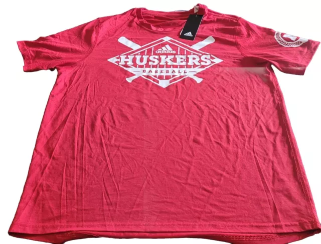 Nebraska Cornhuskers Baseball Tshirt Mens Large Adidas Red Huskers