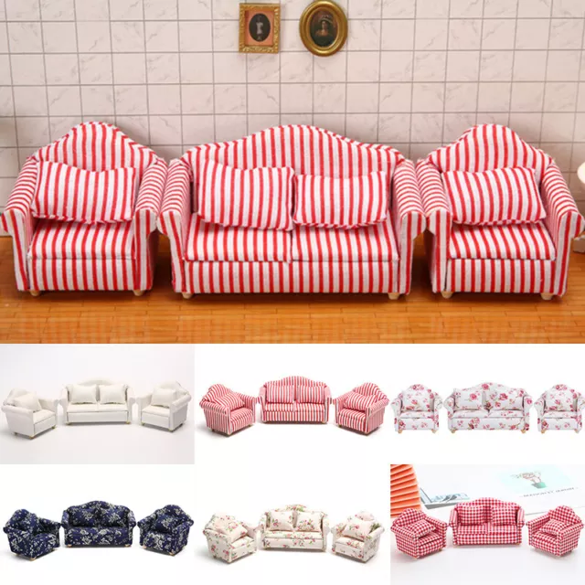1PC 1:12 Mini Model Miniature Wooden Mini Sofa Dollhouse Furniture Armchair