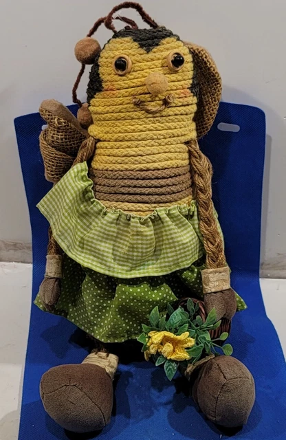 Honey Bee Fabric & Rope Figure Desk shelf Setter Decor 12"