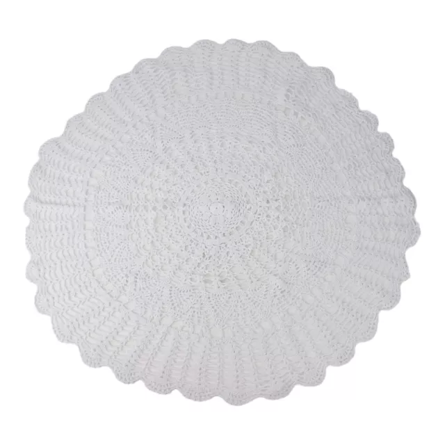 Coton Manuel Crochet Blanc en Relief Dentelle Nappe Rond D?ner Table Housse