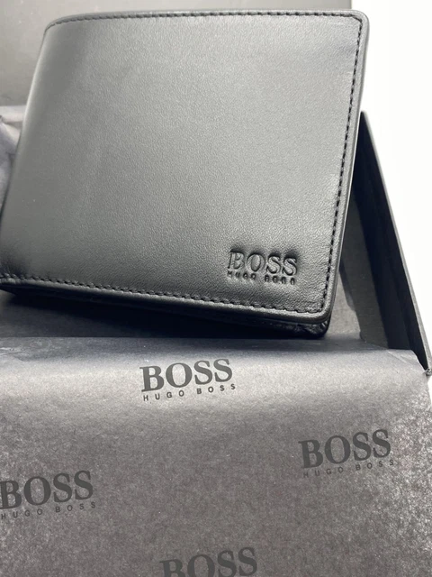Portafoglio Pieghevole Boss In Pelle Con Logo In Rilievo E Tasca Per Monete