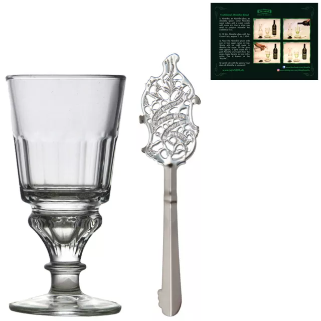 Absinth Glas & Löffel Set | Original Design | Reservoir Glas | Edelstahl Löffel