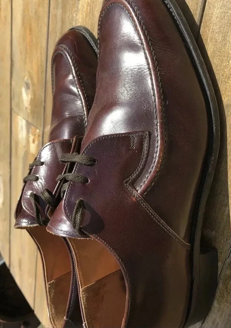 Scarpe Marroni Taglia 10,5 Eu 44,5 Vintage 100% Pelle Suole Cucite Fatte A Mano