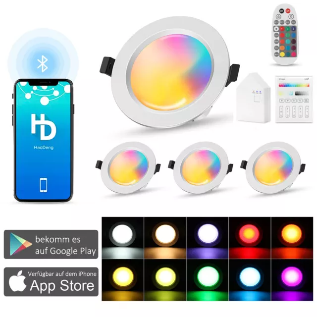 15W LED Einbaustrahler RGB+WW+CW Bluetooth APP Einbauleuchte Decke Dimmbar Spot