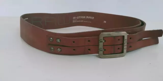 VINTAGE G-Star Raw Men's brown leather belt size 80