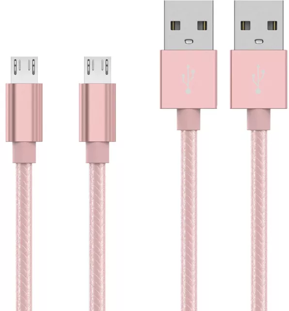 2x Pack Micro USB Charger Fast Charging Cable Cord For Samsung Android Phones