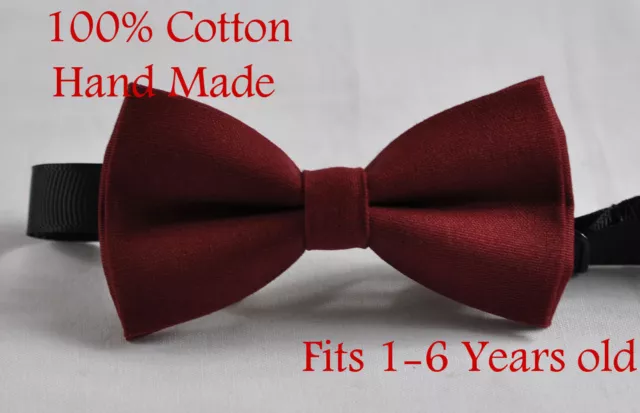 Boy Kids Baby 100% Cotton DARK ROSEWOOD RED Bow Tie Bowtie Wedding 1-6 Years Old