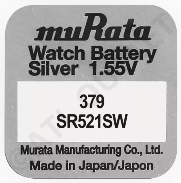 Murata 379 SR521SW 1.55v Silver Oxide Watch Battery - Made In Japan