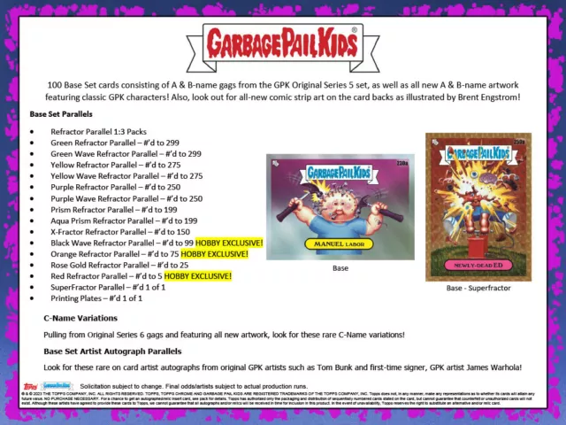 Topps 2023 Garbage Pail Kids Chrome Series 6 Hobby Box Boite neuve Les Grados 3