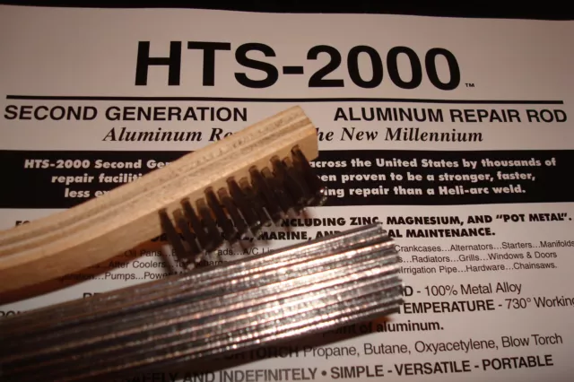 10 18" Aluminum Brazing Rods HTS- 2000 Low Temp Metal Repair- Instructions Brush