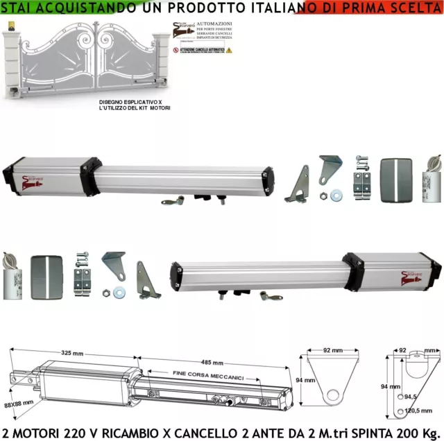 Cancello Automatico 2 Motori 220 V Ricambi Compatibile Vds Fadini Fac Proteco