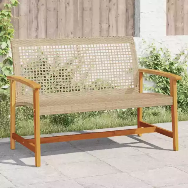 Garden Bench Outdoor Chair Beige Poly Rattan and Acacia Wood vidaXL
