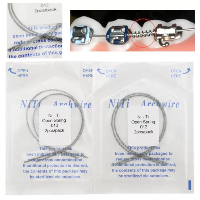 Orthodontic Dental Niti Open Coil Spring 0.008/0.010/0.012/0.014 2 Pcs/Pack