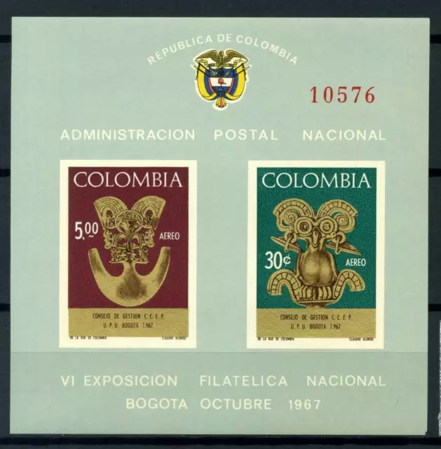 Kolumbien 1967 Mi. Bl. 28 Block 100% Postfrisch. CCEP Bogota