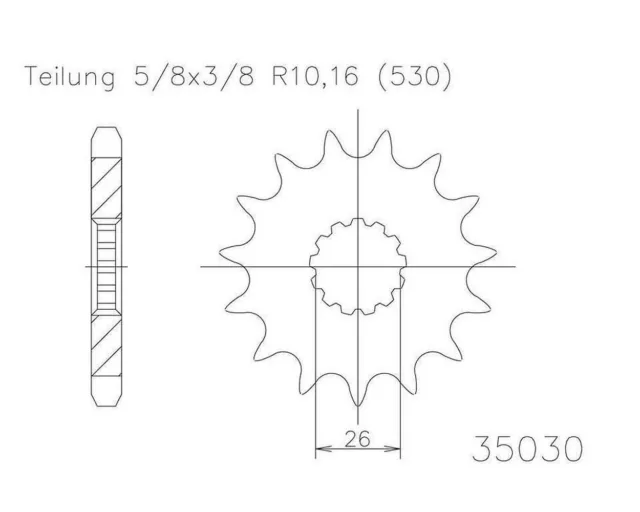 Pignon 18 dents acier pas 530 (5/8x3/8)